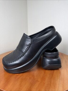 Dansko Patchwork Clogs Mules Comfort Leather Slip On Shoes Black Size 37/7